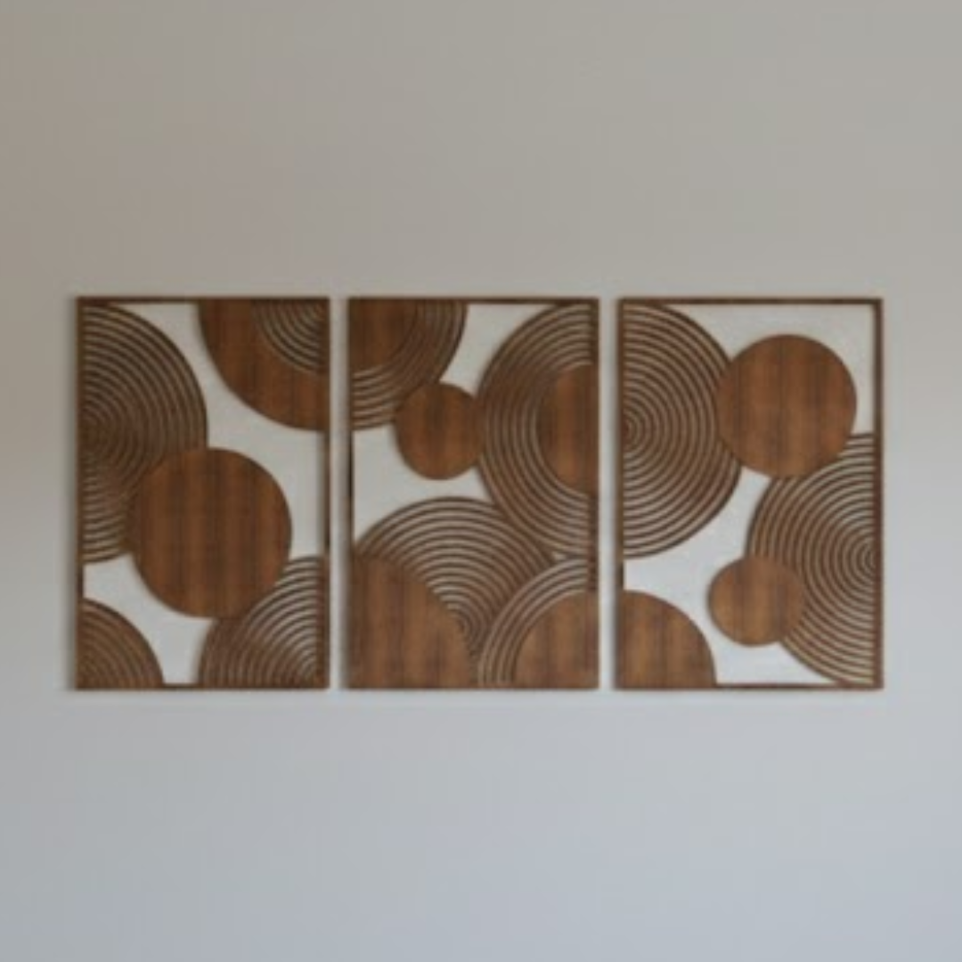 Triptyque Mural "Éclipse & Ondes"